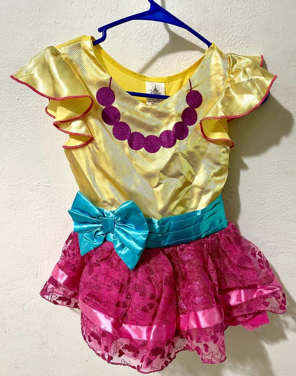 Disney Fancy Nancy Costume Dress Size 7/8 Yellow Pink Tutu